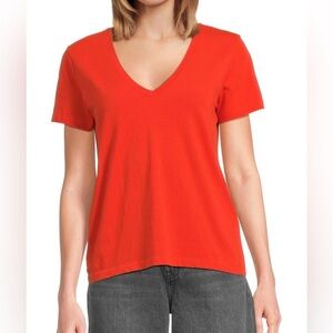 Madewell Vibrant Red V-Neck Women's Top